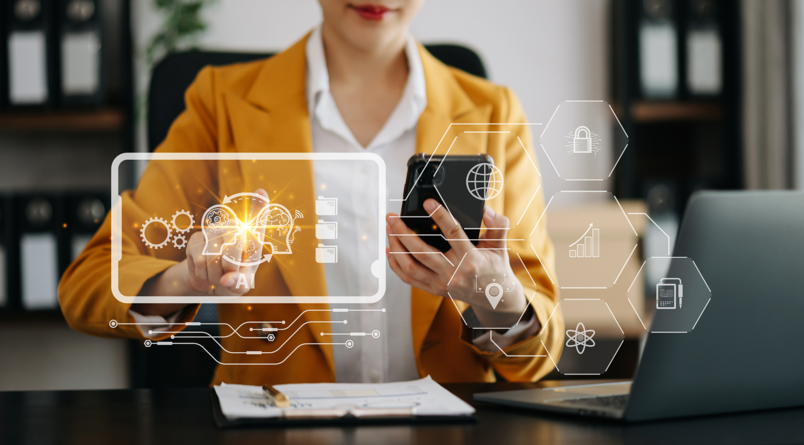 Abstract code with vibrant light representing high technology.