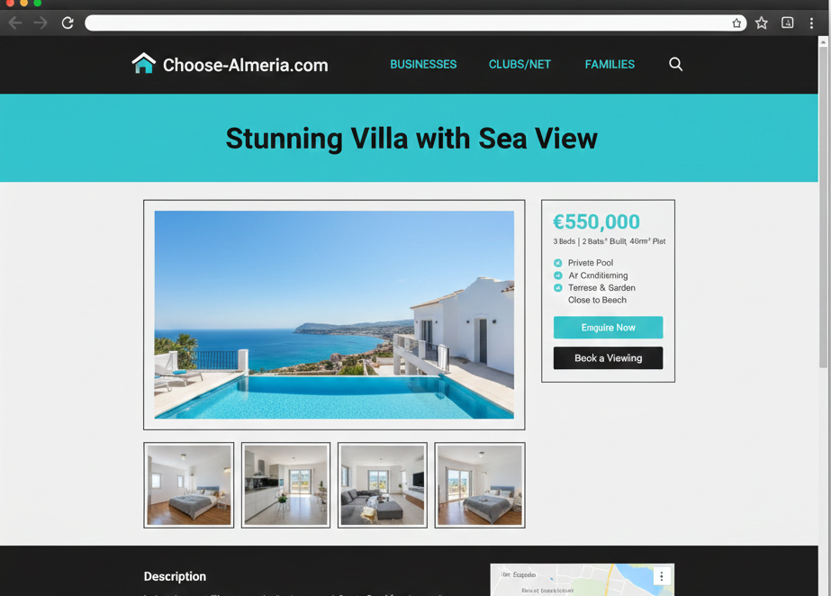 Choose Almeria screenshot of a property listing page