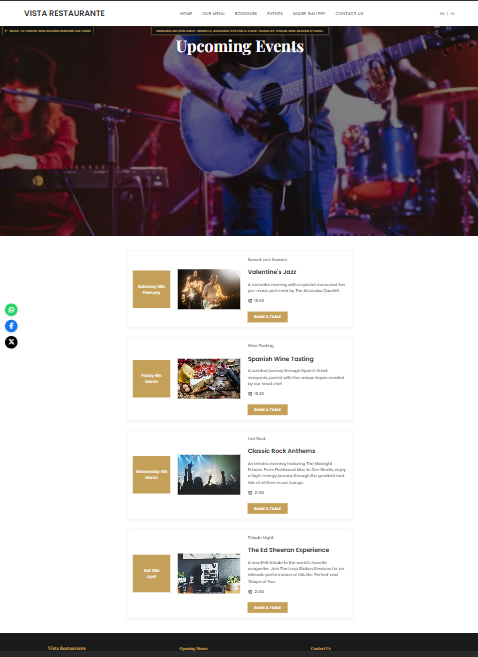 Restaurant Demo Booking Page