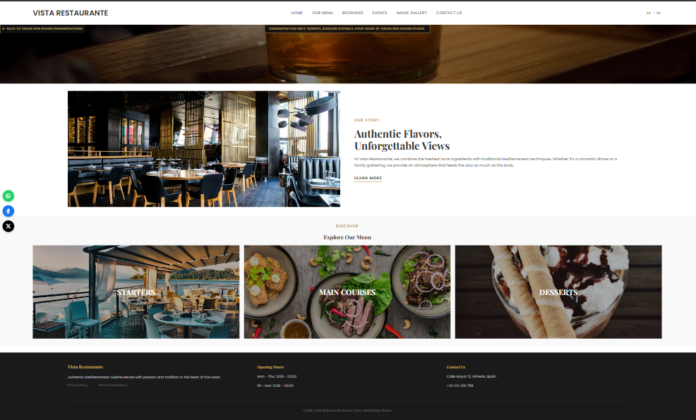 Restaurant Demo Home Page